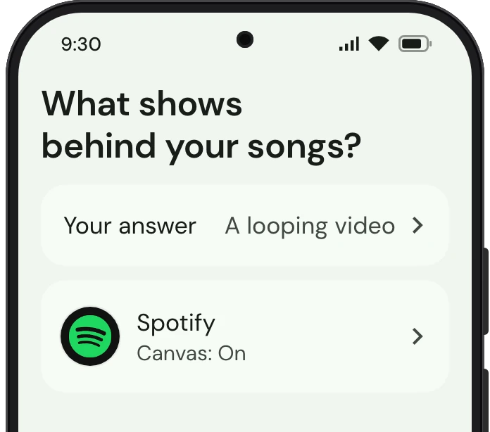 TrueTo on a phone, showing Video behind songs set for Bright.