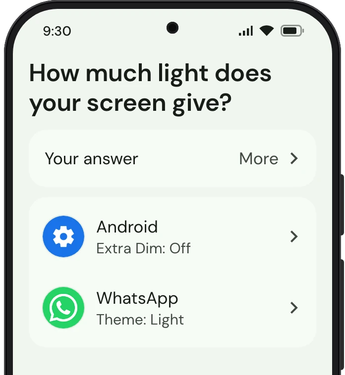 TrueTo on a phone, showing what it sets for Bright.