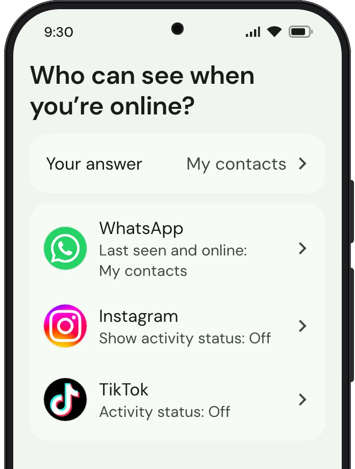 TrueTo on a phone, showing Audience: each setting as you want it.