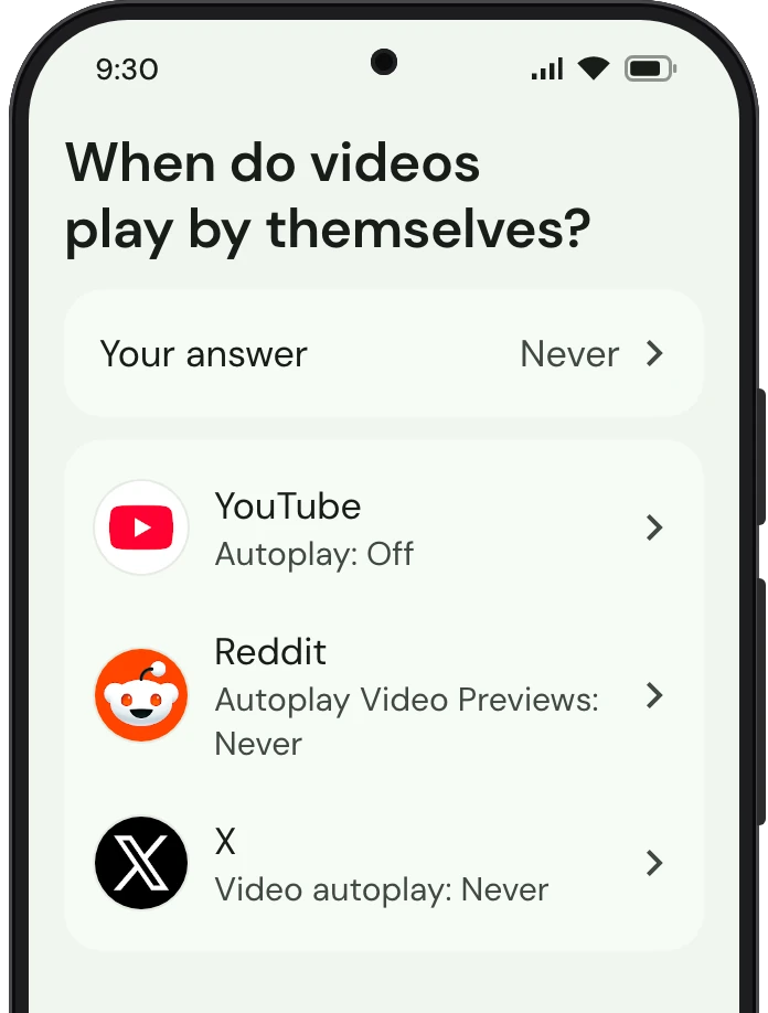 TrueTo on a phone, showing Feed: each setting as you want it.
