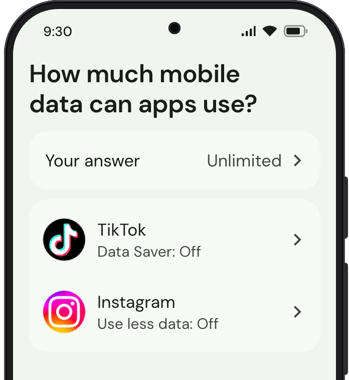 TrueTo on a phone, showing Phone: each setting as you want it.