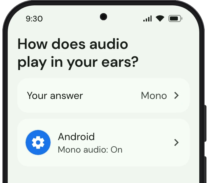TrueTo on a phone, showing Sound: each setting as you want it.