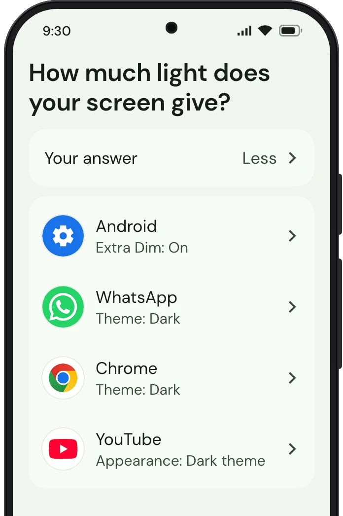 TrueTo on a phone, showing what it sets for Dim.