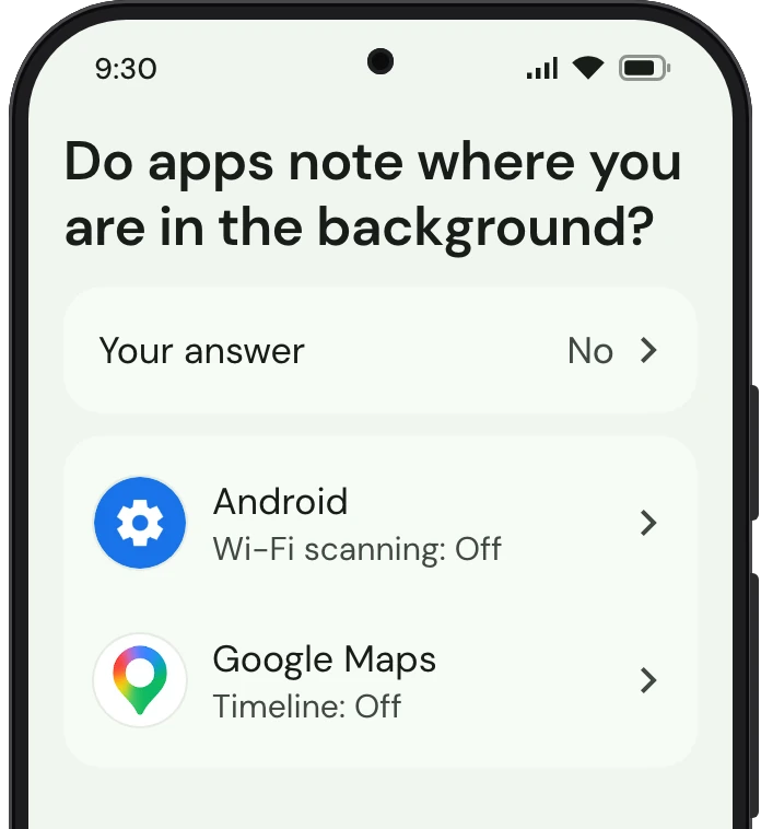 TrueTo on a phone, showing what it sets for Discreet.