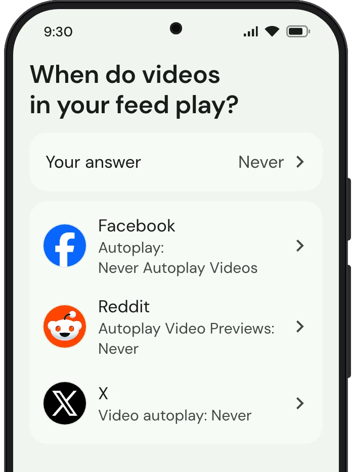 TrueTo on a phone, showing Your feed: each setting as you want it.