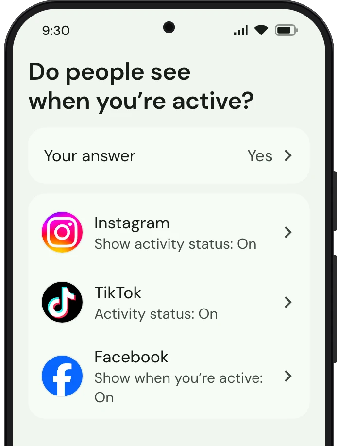 TrueTo on a phone, showing Green dot set for Influencer.