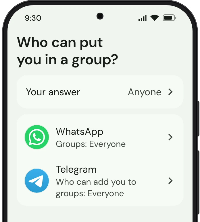 TrueTo on a phone, showing Groups set for Influencer.