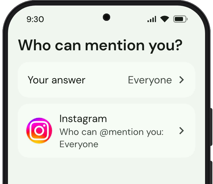 TrueTo on a phone, showing Mentions set for Influencer.