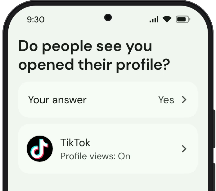 TrueTo on a phone, showing Profile views set for Influencer.