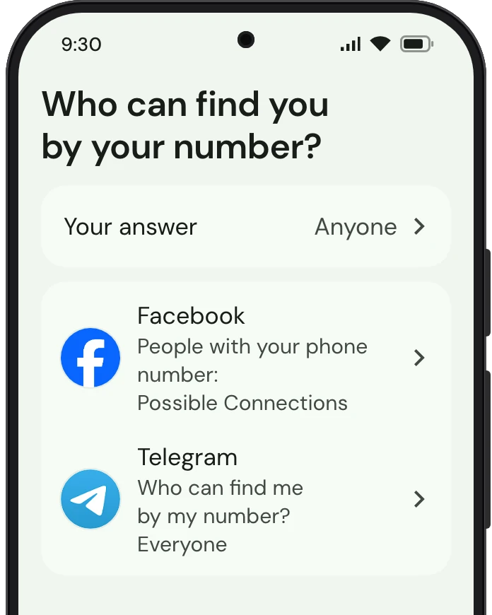 TrueTo on a phone, showing Your number and email set for Influencer.