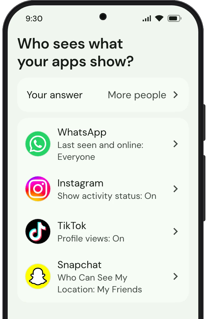 TrueTo on a phone, showing what it sets for Influencer.