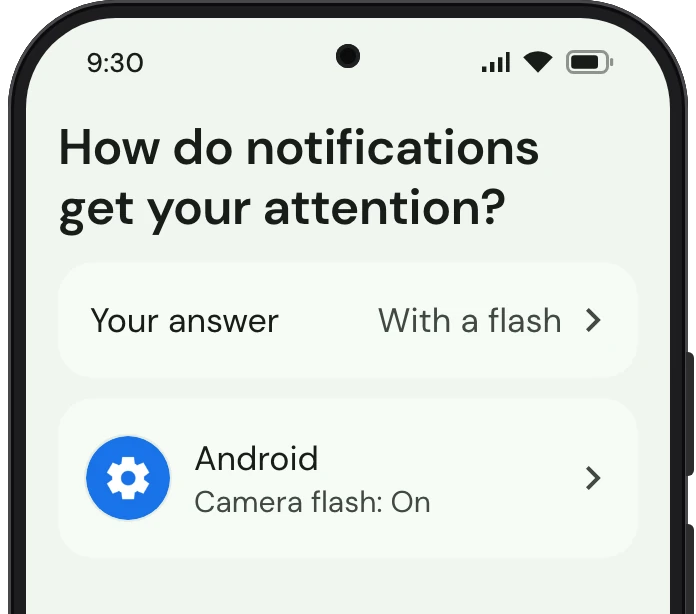 TrueTo on a phone, showing Alerts: each setting as you want it.