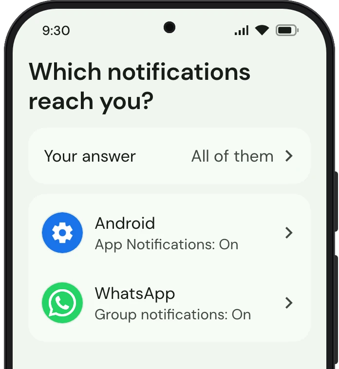 TrueTo on a phone, showing What gets through: each setting as you want it.