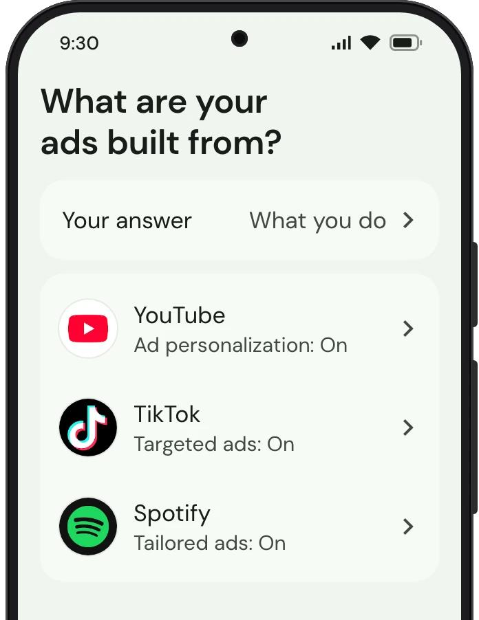 TrueTo on a phone, showing Personalized ads set for Personalized.