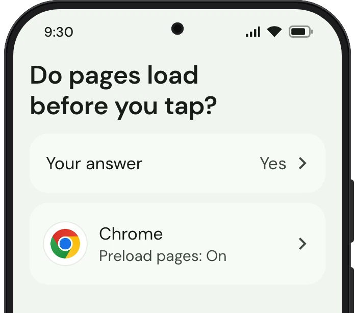 TrueTo on a phone, showing Preloading set for Personalized.