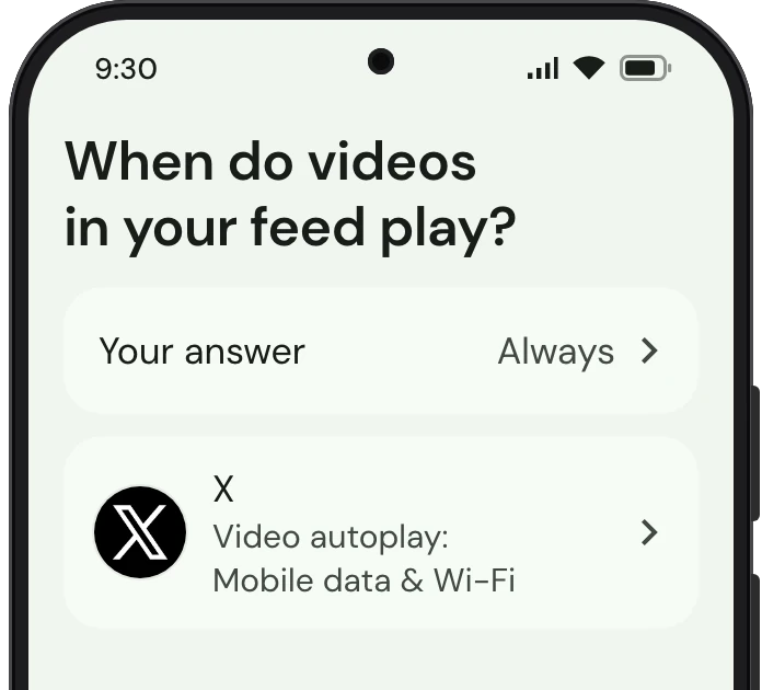 TrueTo on a phone, showing Feed videos set for Playing.