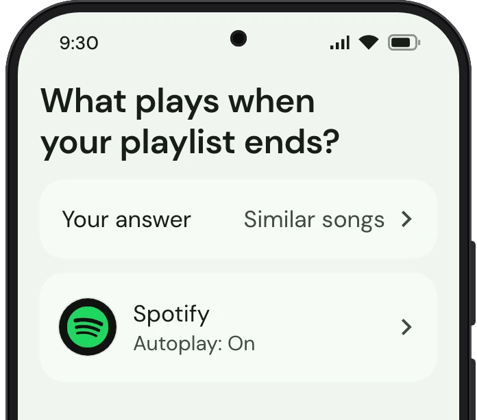 TrueTo on a phone, showing Similar songs set for Playing.