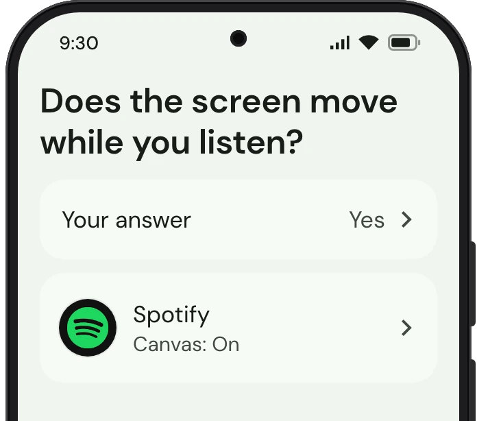 TrueTo on a phone, showing what it sets for Playing.