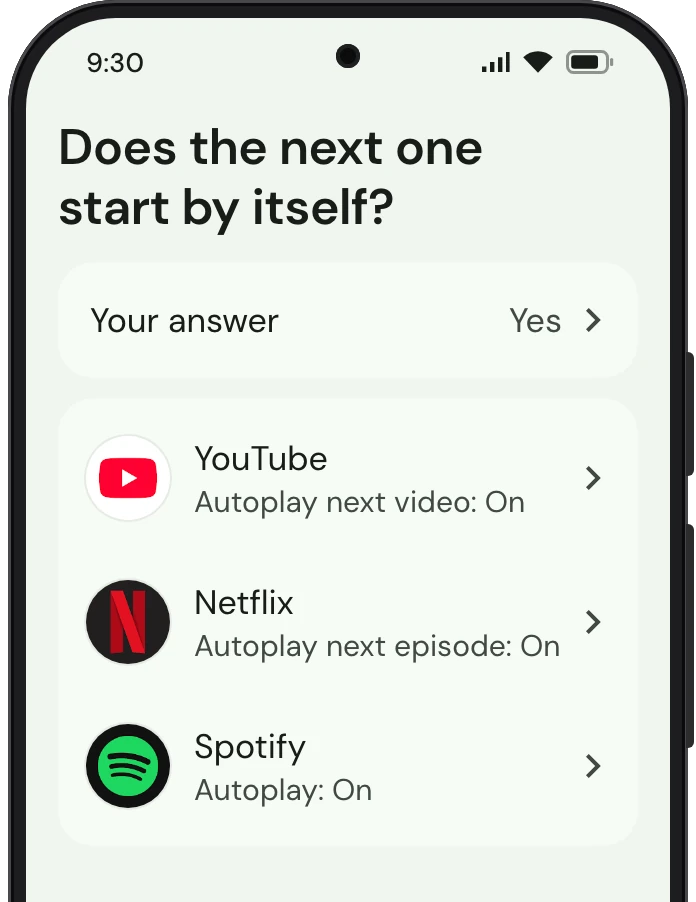 TrueTo on a phone, showing what it sets for Playing.