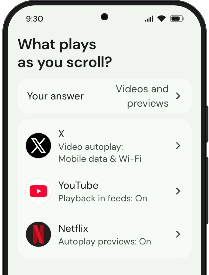 TrueTo on a phone, showing what it sets for Playing.
