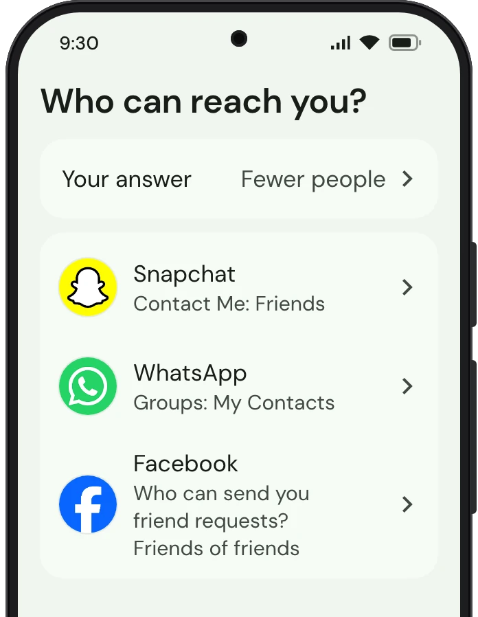 TrueTo on a phone, showing what it sets for Privacy.