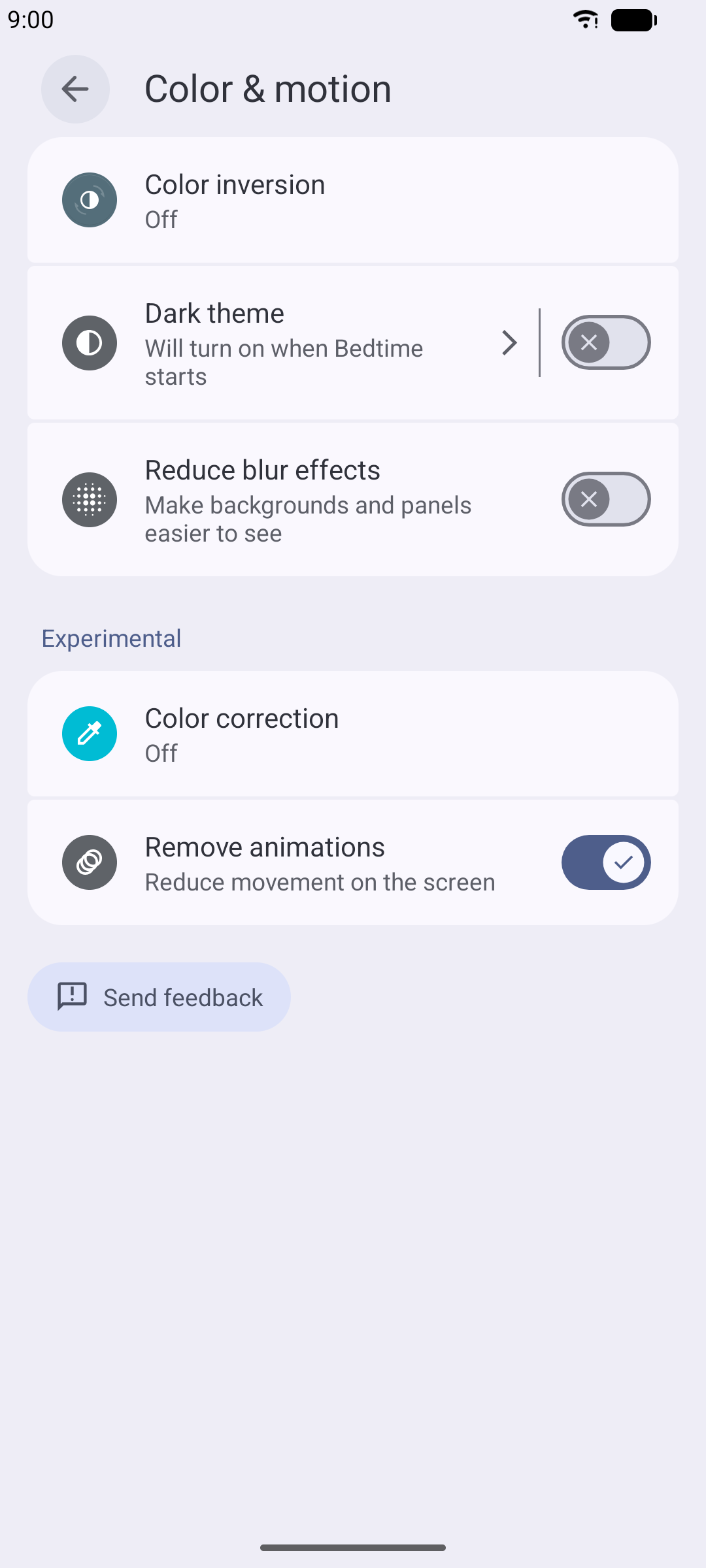 Android Remove animations toggle switched on.